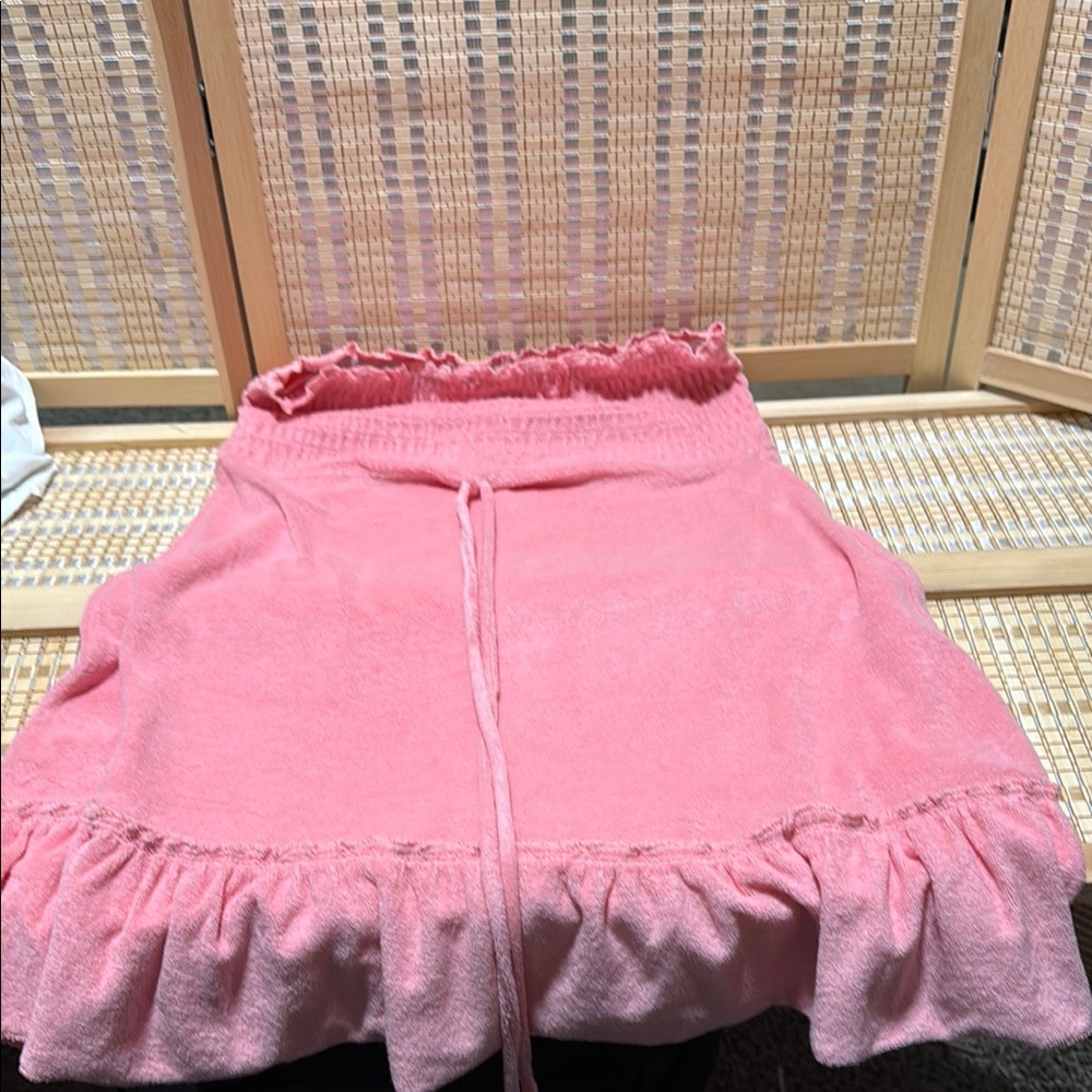 Pink Bubble Mini Skirt with Ruched Ruffles